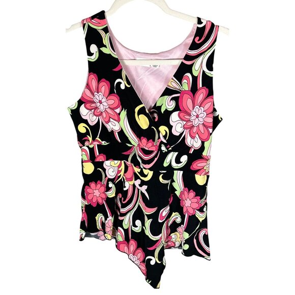 Cato Y2K Size S Hippie Boho Groovy Psychedelic Floral Asymmetrical Wrap Top - Picture 1 of 9